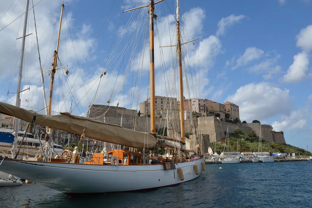 Classic boat in Calvi harbour (Corsica, France )