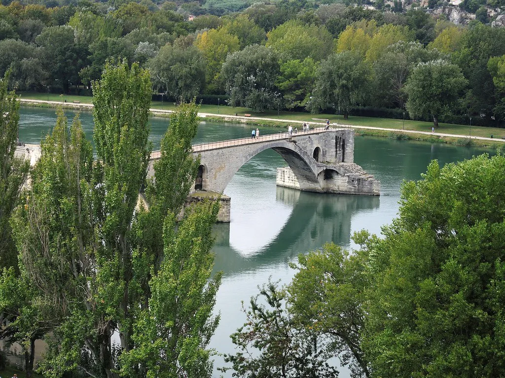 France (Avignon) The surviving four arches of a famous medieval bridge